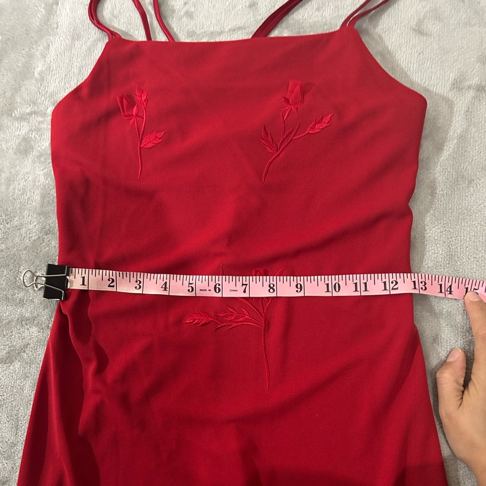 Vintage City triangles square neck maxi floral red dress - Picture 8 of 15